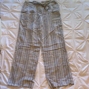 navy blue & white flowy pants